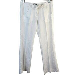 Willi Smith Pants Women's 10 White Linen Cotton Blend Straight Flare Coastal